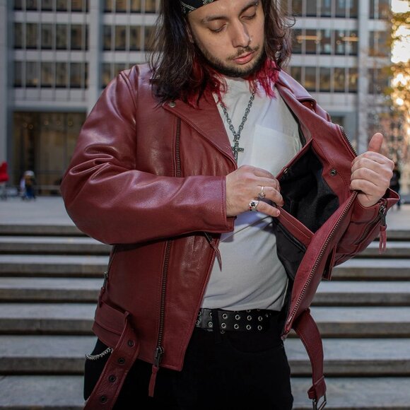 Fillmore Men's Motorcycle Leather Jacket - Picture 1 of 7